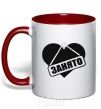 Mug with a colored handle BUSY red фото