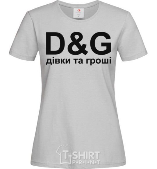 Women's T-shirt GIRLS AND MONEY grey фото