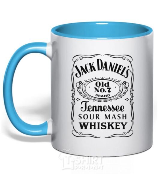 Mug with a colored handle JACK DANIEL'S black sky-blue фото