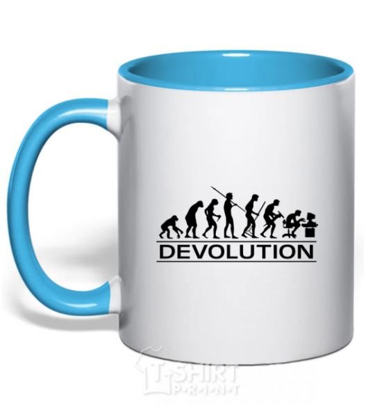 Mug with a colored handle DEVOLUTION sky-blue фото