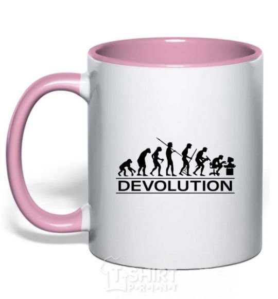 Mug with a colored handle DEVOLUTION light-pink фото