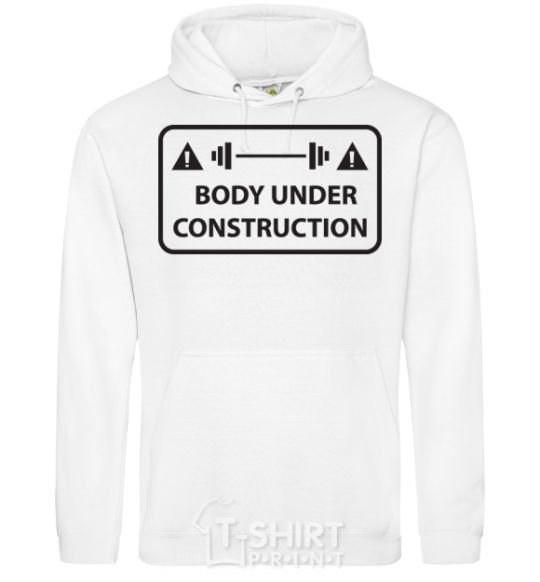 Men`s hoodie BODY UNDER CONSTRUCTION White фото