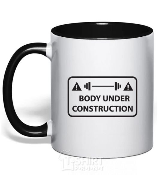 Mug with a colored handle BODY UNDER CONSTRUCTION black фото