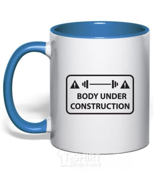 Mug with a colored handle BODY UNDER CONSTRUCTION royal-blue фото