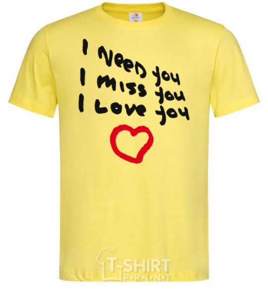 Men's T-Shirt NEED. MISS. LOVE cornsilk фото