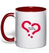 Mug with a colored handle DO YOU LOVE ME? red фото