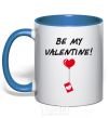 Mug with a colored handle BE MY VALENTINE royal-blue фото