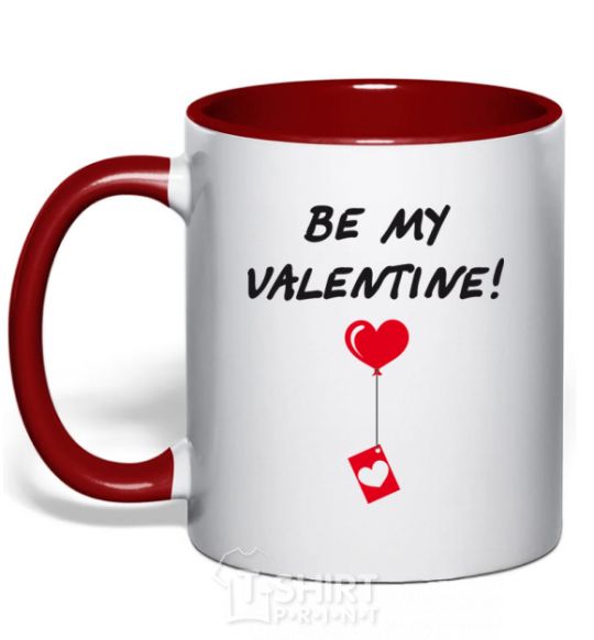 Mug with a colored handle BE MY VALENTINE red фото