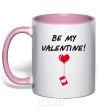 Mug with a colored handle BE MY VALENTINE light-pink фото