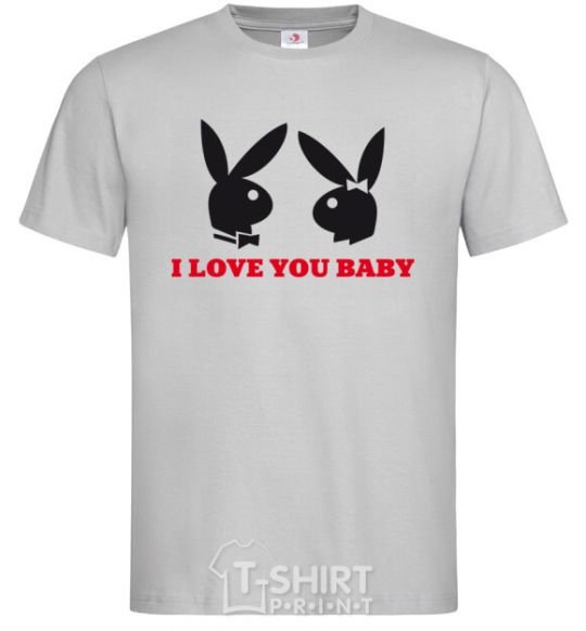 Men's T-Shirt I LOVE YOU BABY. PLAYBOY grey фото