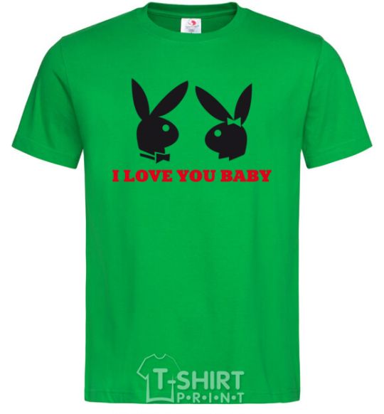 Men's T-Shirt I LOVE YOU BABY. PLAYBOY kelly-green фото