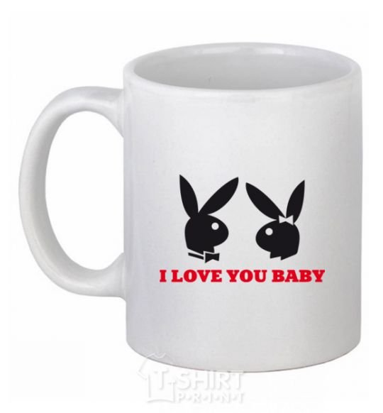 Ceramic mug I LOVE YOU BABY. PLAYBOY White фото