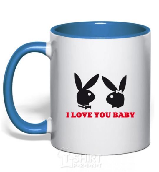 Mug with a colored handle I LOVE YOU BABY. PLAYBOY royal-blue фото