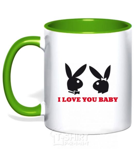 Mug with a colored handle I LOVE YOU BABY. PLAYBOY kelly-green фото