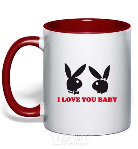 Mug with a colored handle I LOVE YOU BABY. PLAYBOY red фото