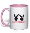 Mug with a colored handle I LOVE YOU BABY. PLAYBOY light-pink фото