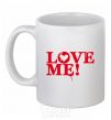 Ceramic mug The inscription LOVE ME! White фото