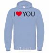 Men`s hoodie I LOVE YOU inscription sky-blue фото