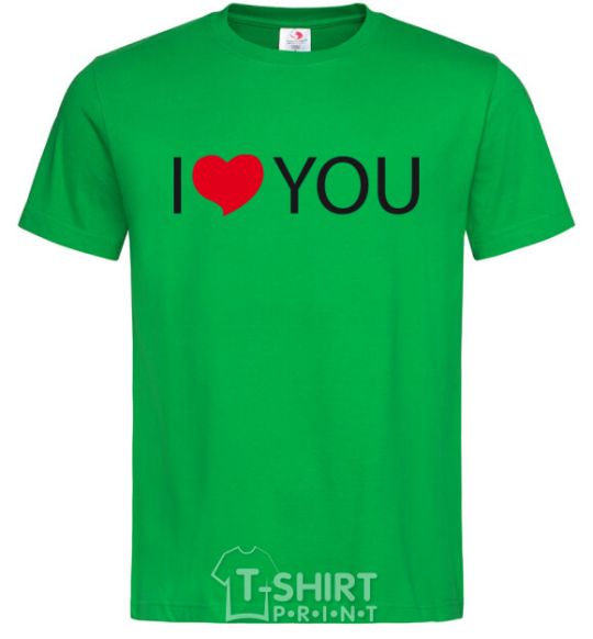 Men's T-Shirt I LOVE YOU inscription kelly-green фото