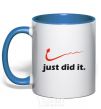 Mug with a colored handle JUST DID IT Original royal-blue фото