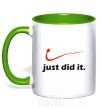 Mug with a colored handle JUST DID IT Original kelly-green фото