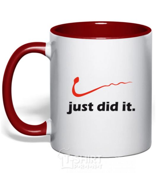 Mug with a colored handle JUST DID IT Original red фото
