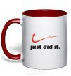 Mug with a colored handle JUST DID IT Original red фото