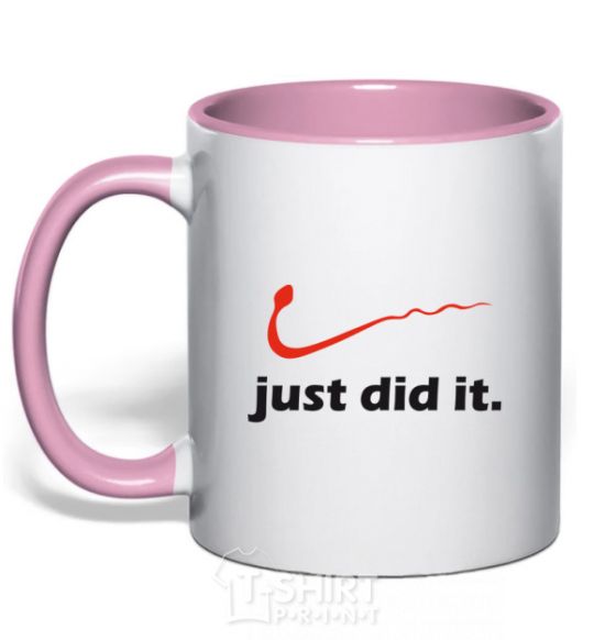 Mug with a colored handle JUST DID IT Original light-pink фото