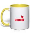 Mug with a colored handle PUMBA yellow фото