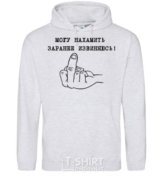 Men`s hoodie I COULD BE NAUGHTY. I APOLOGIZE IN ADVANCE! sport-grey фото