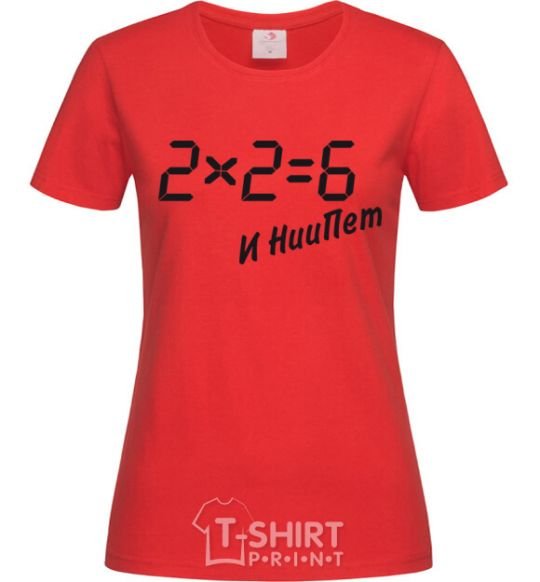 Women's T-shirt 2х2=6 red фото