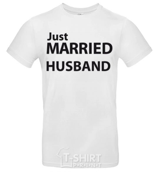 Men's T-Shirt JUST MARRIED. HUSBAND White фото