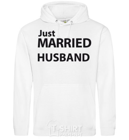 Men`s hoodie JUST MARRIED. HUSBAND White фото