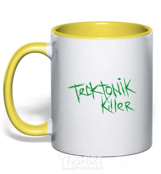 Mug with a colored handle TECKTONIK KILLER yellow фото