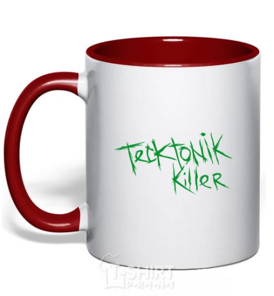 Mug with a colored handle TECKTONIK KILLER red фото