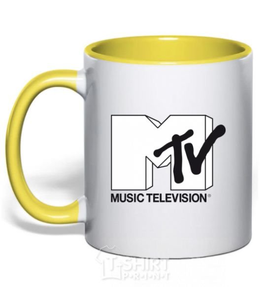 Mug with a colored handle MTV yellow фото