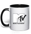 Mug with a colored handle MTV black фото