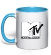 Mug with a colored handle MTV sky-blue фото