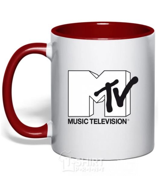 Mug with a colored handle MTV red фото