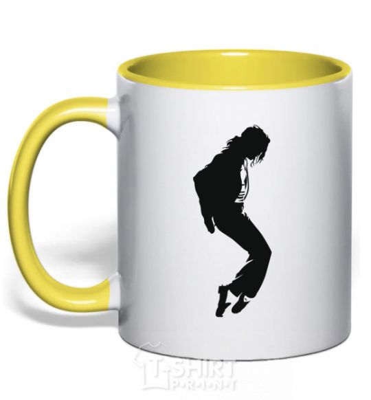 Mug with a colored handle MICHAEL JACKSON yellow фото