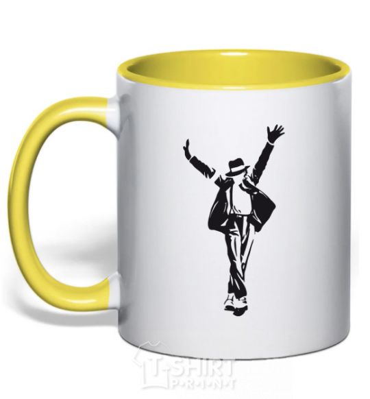 Mug with a colored handle MICHAEL JACKSON SHOW yellow фото