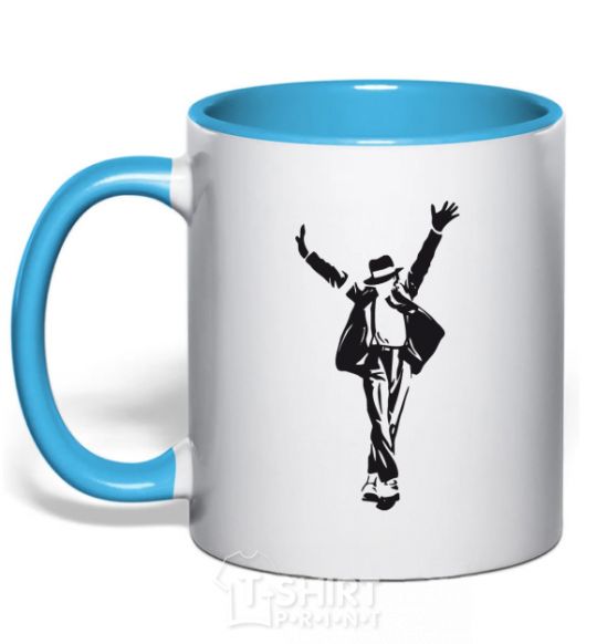 Mug with a colored handle MICHAEL JACKSON SHOW sky-blue фото