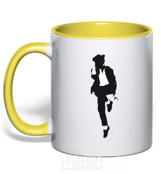 Mug with a colored handle MICHAEL JACKSON HAT yellow фото