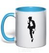 Mug with a colored handle MICHAEL JACKSON HAT sky-blue фото