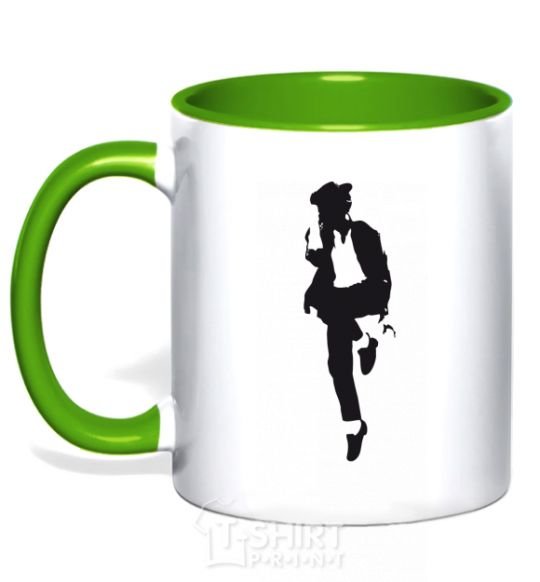 Mug with a colored handle MICHAEL JACKSON HAT kelly-green фото