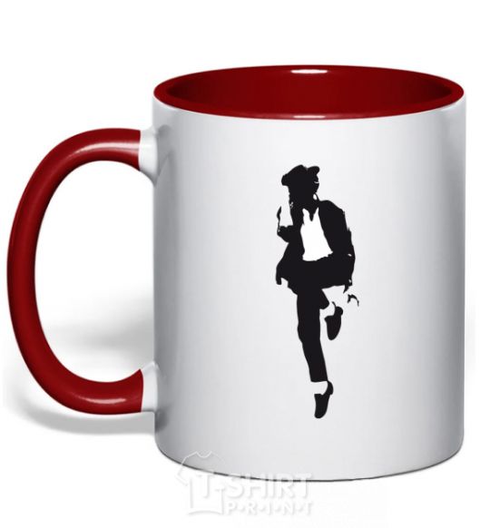 Mug with a colored handle MICHAEL JACKSON HAT red фото