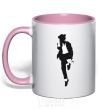 Mug with a colored handle MICHAEL JACKSON HAT light-pink фото