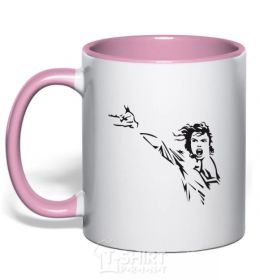 Mug with a colored handle MICHAEL JACKSON SCREAM light-pink фото