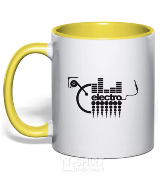 Mug with a colored handle ELECTRO yellow фото