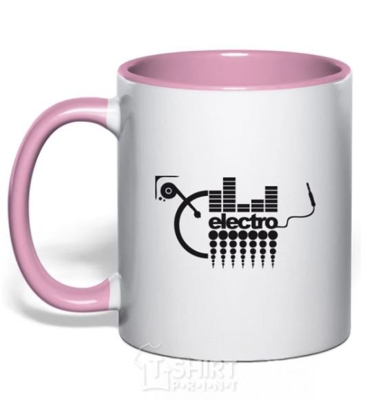 Mug with a colored handle ELECTRO light-pink фото